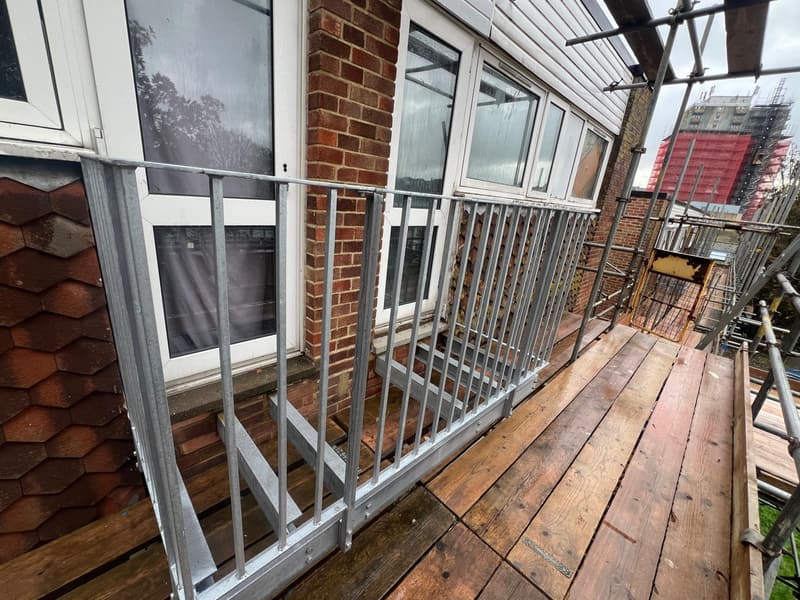 Balcony railings mid-job