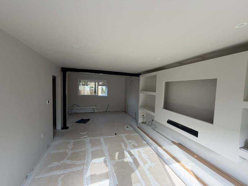 During: walls made good and the floor protected