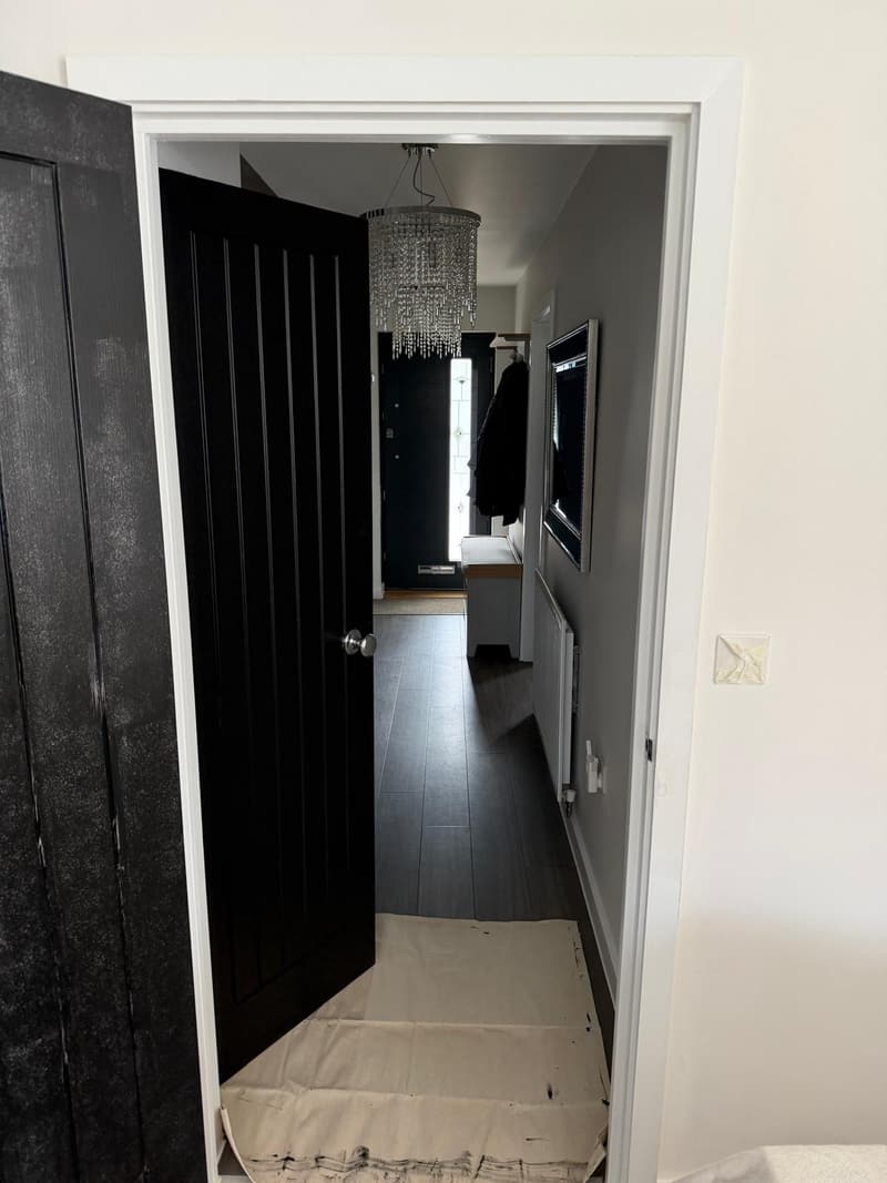 Black panelled doors throughout