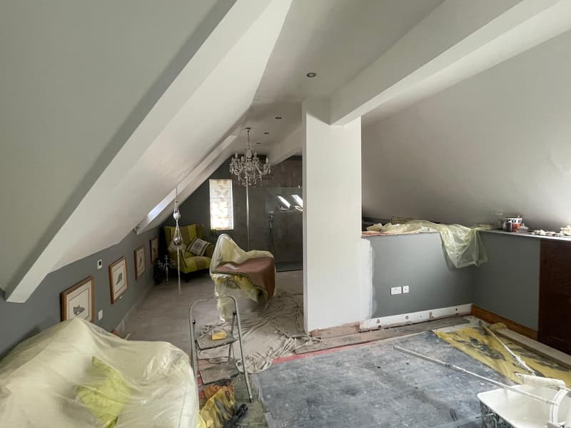 Loft room under sloping ceilings