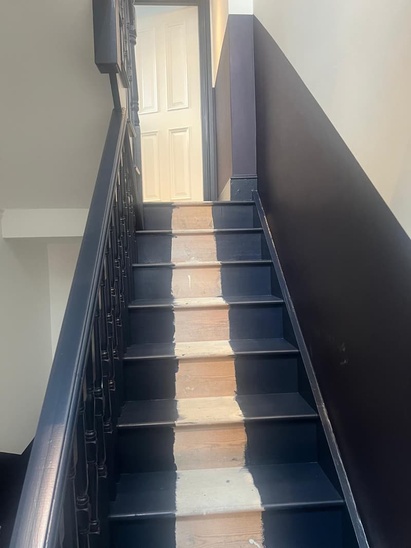 Looking up the navy staircase